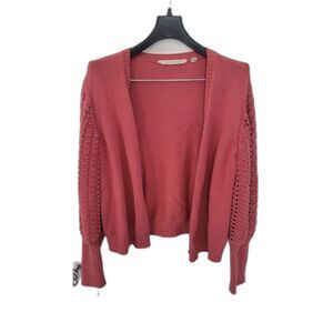 Soft Surroundings Hollyhock Open Front Cotton Cropped Cardigan